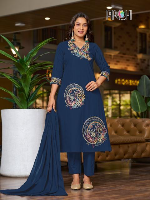Pirohi mahek 3pcs wholesale kurtis online surat